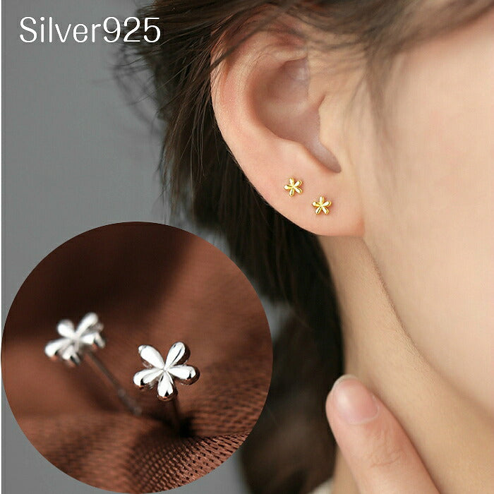 フラワーモチーフミニピアス Silver925