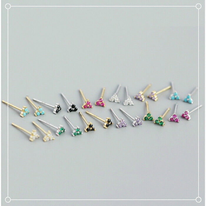 フラワーモチーフミニピアス Silver925