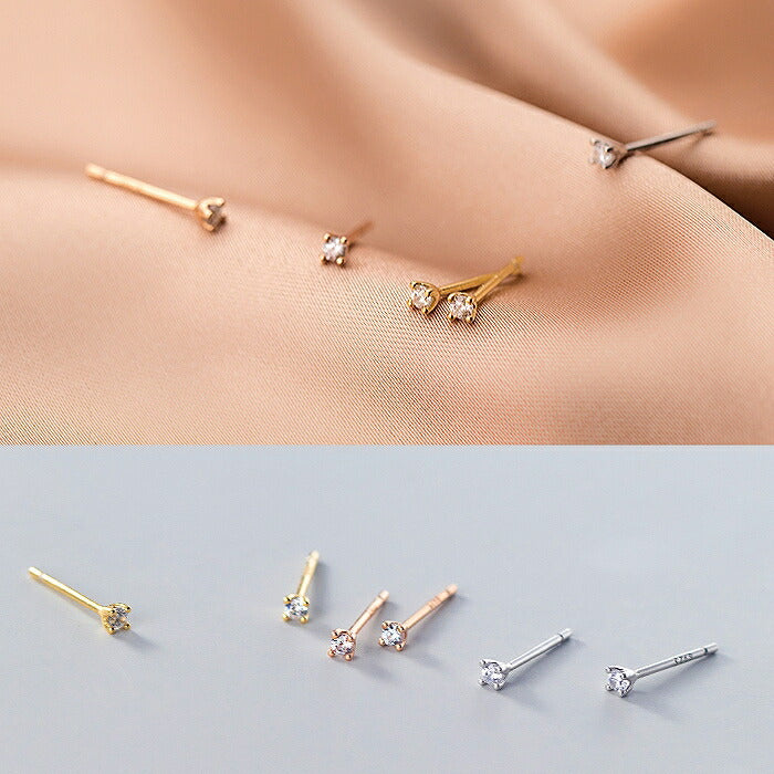 ミニピアス Silver925 クリアストーン