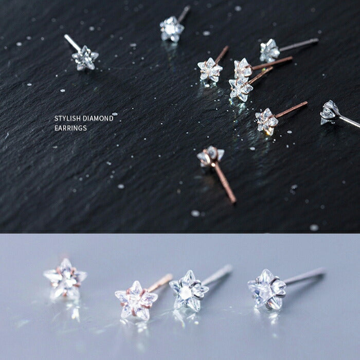 スターモチーフピアス Silver925 クリスタルカット