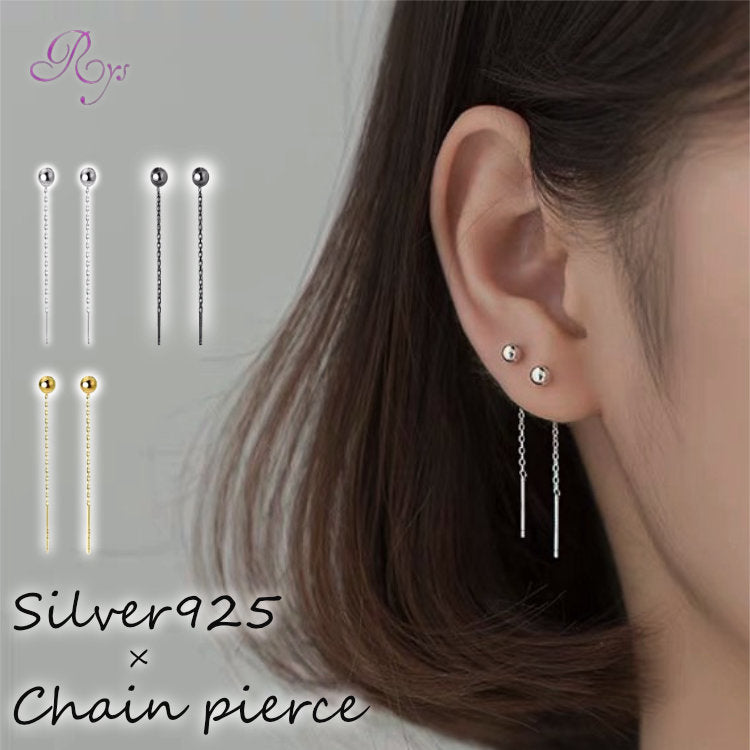 耳にかける ピアス チェーン 揺れる 金属アレルギー対応 引っかかりにくい 痒くならない レディース メンズ Silver925 金属アレルギー シンプル ピアス シルバー ゴールド ブラック
