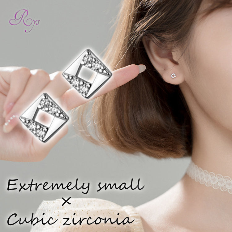 スクエアピアス Silver925 シルバー ゴールド シンプル 小さい レディース 金属アレルギー ミニ 四角 ローズ