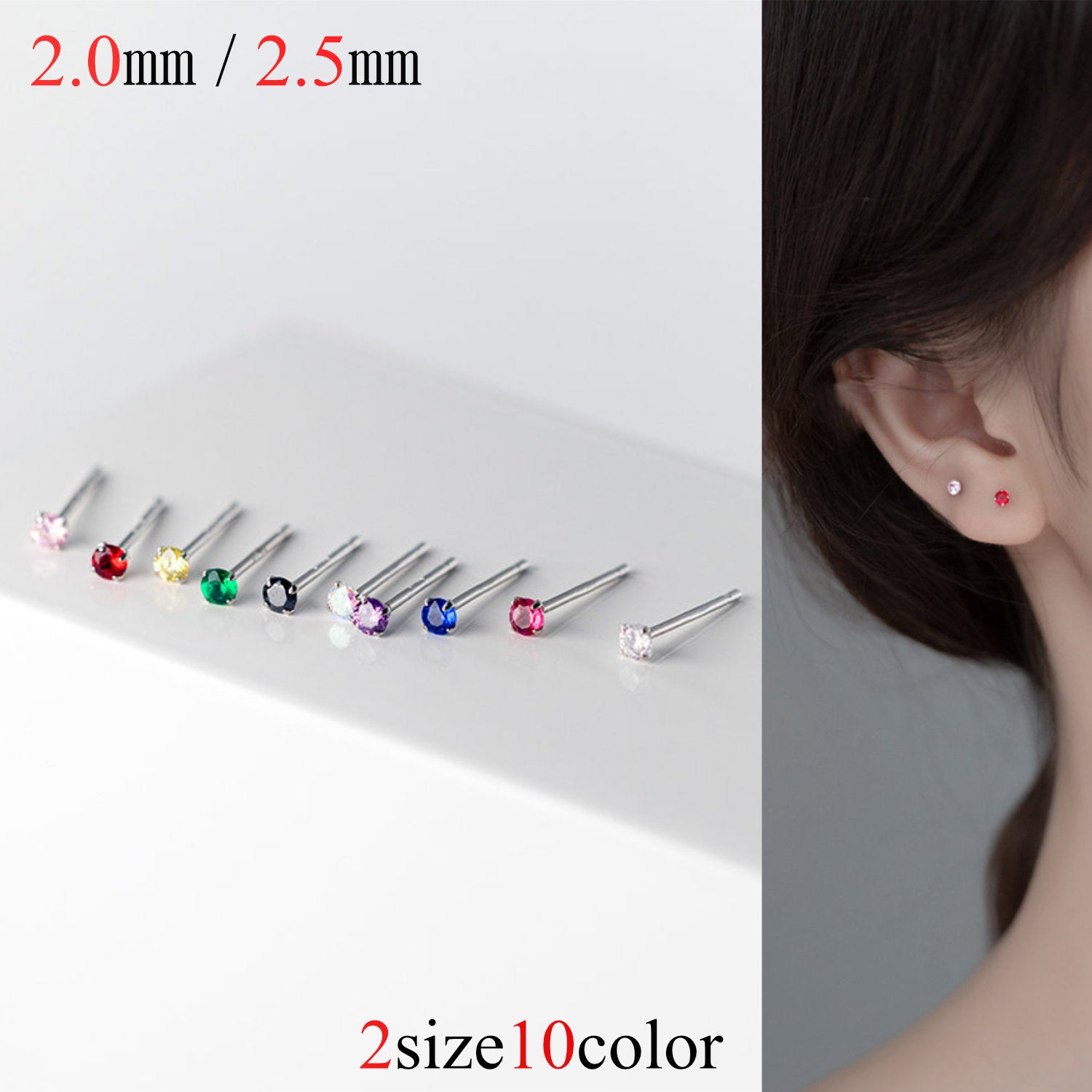 韓国 シルバー ピアス Silver925 ファッションピアス 極小 シンプル 小さい 2mm 2.5mm 仕事用 コリアン 金属アレルギー セカンドピアス