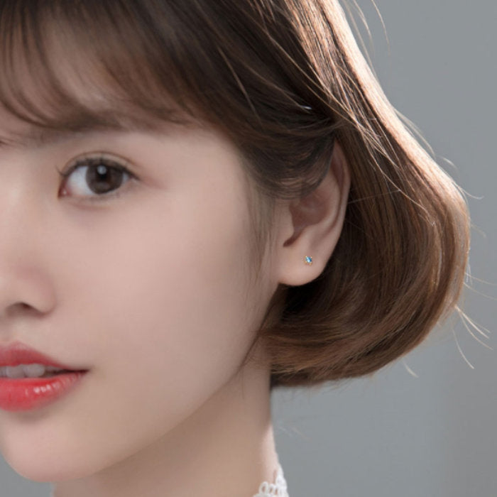 Silver925 ピアス ブルーストーン 3mm 20G シルバー ゴールド 1粒 レディース メンズ 小さい ミニ シンプルピアス 金属アレルギー