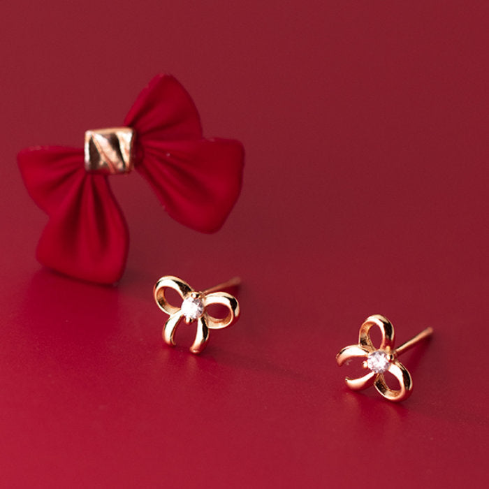 リボン ピアス レディース Silver925 シルバー ゴールド スタッドピアス 20G シンプル 蝶結び 2本1組 アレルギー スターリングシルバー