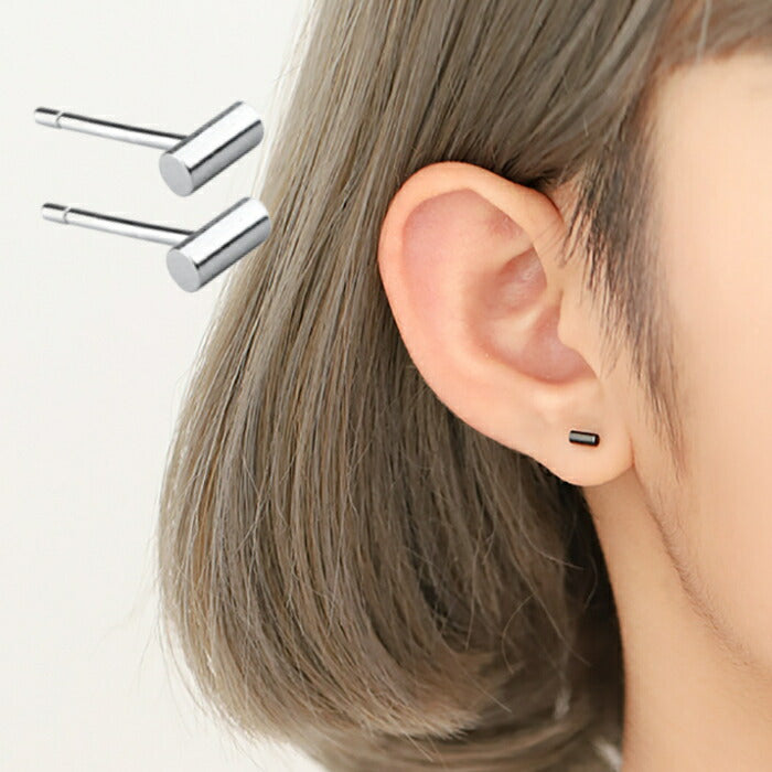 ピアス 小さい バー 円柱 レディース メンズ シルバー ブラック 925 シルバー925 20G 両耳 ペア 2本入 アレルギー 金属アレルギー シンプルピアス セカンドピアス ファーストピアス