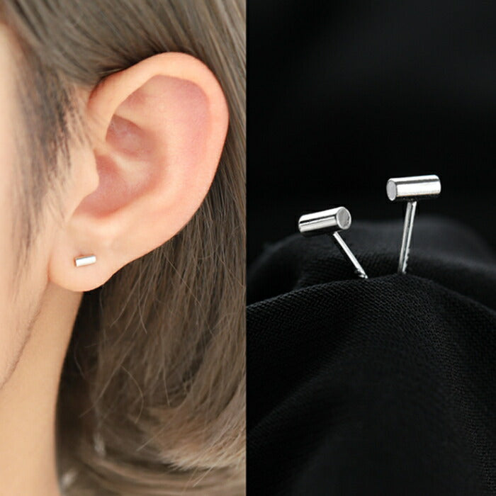 ピアス 小さい バー 円柱 レディース メンズ シルバー ブラック 925 シルバー925 20G 両耳 ペア 2本入 アレルギー 金属アレルギー シンプルピアス セカンドピアス ファーストピアス