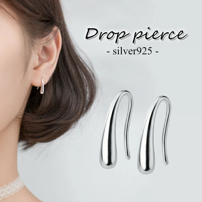 ピアス しずく型 ドロップ ティアドロップ 耳にかける 金属アレルギー対応 フックタイプ レディース シルバー925 シンプル フックピアス 雫 金属アレルギー シック カジュアル オフィス プレゼント 女性 彼女