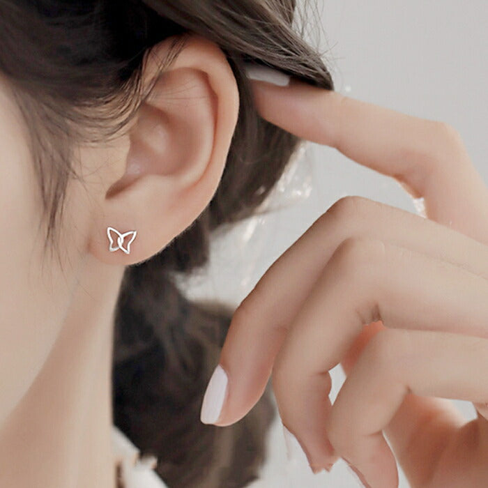 ピアス 蝶々 ちょうちょ レディース シルバー925 Silver925 ちょう 蝶 シルバー製 シルバー 925 シンプル 20代 30代 40代 50代 60代 アレルギー 金属アレルギー対応