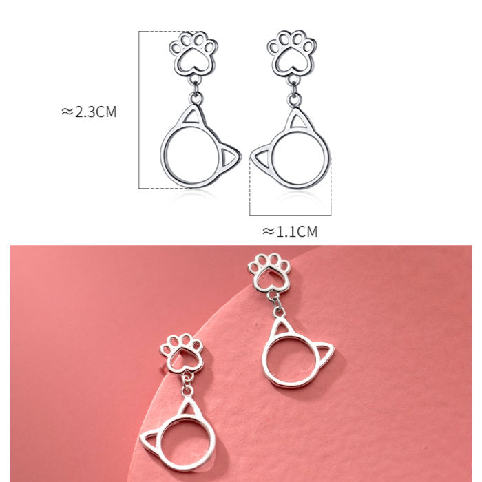 ピアス ねこ 猫 肉球 シンプル 軟骨 金属アレルギー シルバー 小さめ ミニ シルバー925 アレルギー対応 20G 仕事用 小さいピアス 極小ピアス つけっぱなしピアス シンプルピアス セカンドピアス 軟骨ピアス アレルギー対応ピアス 仕事