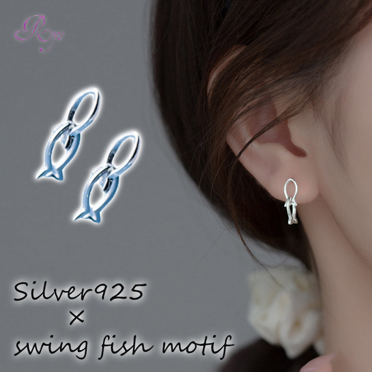 ピアス 魚 おさかな シンプル スタッド 金属アレルギー シルバー 小さめ 猫 シルバー925 アレルギー対応 20G 仕事用 小さいピアス つけっぱなしピアス シンプルピアス セカンドピアス 軟骨ピアス アレルギー対応ピアス 仕事