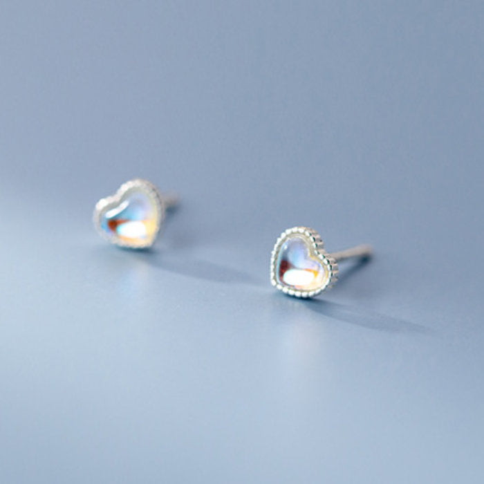 ピアス ハート 小さい ガラス シンプル 軟骨 金属アレルギー シルバー 小さめ シルバー925 アレルギー対応 20G 仕事用 小さいピアス ハートピアス つけっぱなしピアス シンプルピアス セカンドピアス 軟骨ピアス アレルギー対応ピアス