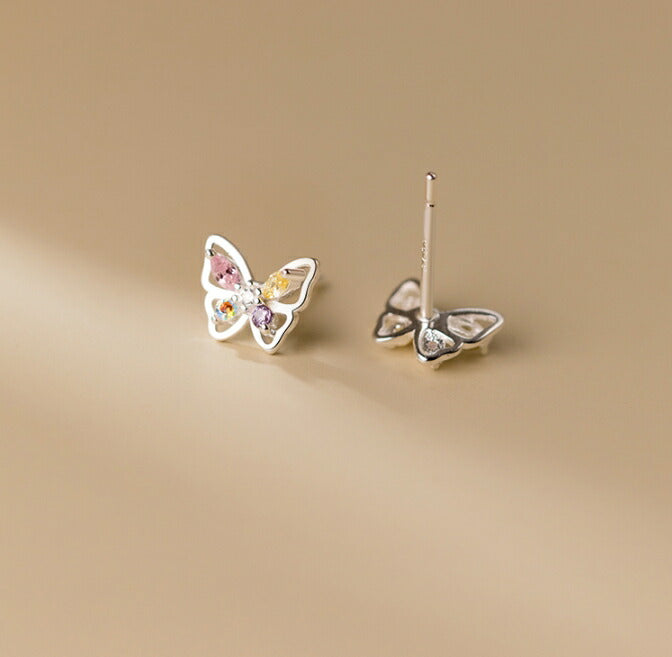 ピアス 蝶々 ちょうちょ 蝶 ストーン シンプル 軟骨 金属アレルギー シルバー 小さめ シルバー925 アレルギー対応 20G 仕事用 シンプルピアス セカンドピアス 軟骨ピアス アレルギー対応ピアス 仕事