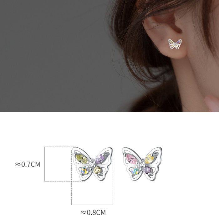 ピアス 蝶々 ちょうちょ 蝶 ストーン シンプル 軟骨 金属アレルギー シルバー 小さめ シルバー925 アレルギー対応 20G 仕事用 シンプルピアス セカンドピアス 軟骨ピアス アレルギー対応ピアス 仕事