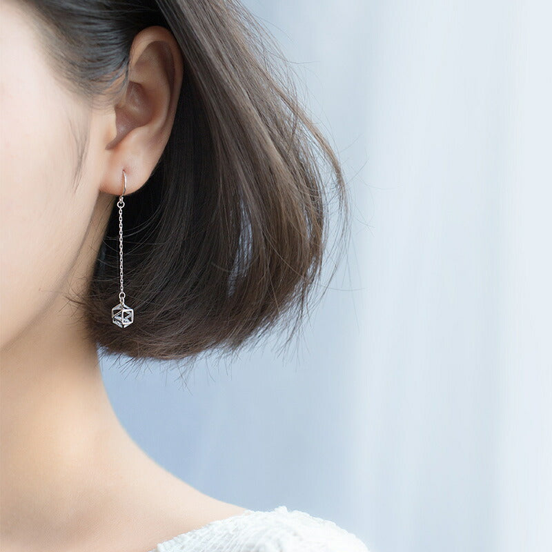 ピアス フック チェーン キュービックジルコニア 揺れる シンプル 金属アレルギー シルバー シルバー925 アレルギー対応 20G 仕事用 ストーンピアス フックピアス 仕事ピアス シンプルピアス セカンドピアス アレルギー対応ピアス