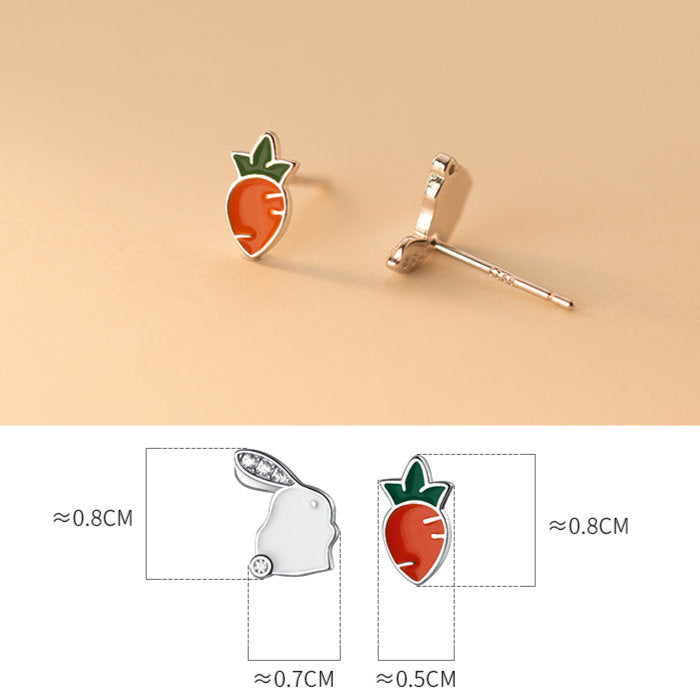 ピアス うさぎ にんじん シンプル 軟骨 金属アレルギー シルバー 小さめ シルバー925 アレルギー対応 20G 仕事用 小さいピアス うさぎピアス つけっぱなしピアス シンプルピアス セカンドピアス 軟骨ピアス アレルギー対応ピアス 仕事