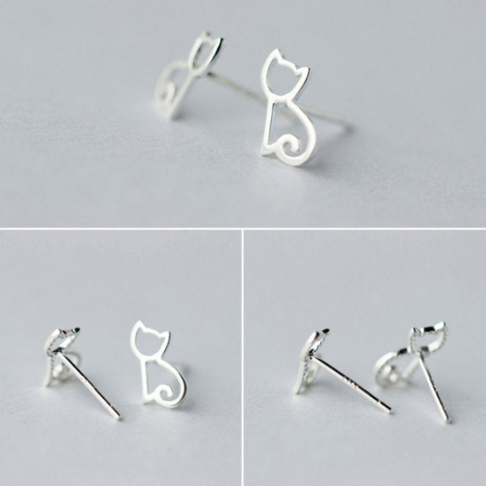 ピアス 猫 小さい シンプル 軟骨 金属アレルギー シルバー 小さめ ミニ シルバー925 アレルギー対応 20G 仕事用 小さいピアス シンプルピアス セカンドピアス 軟骨ピアス 仕事