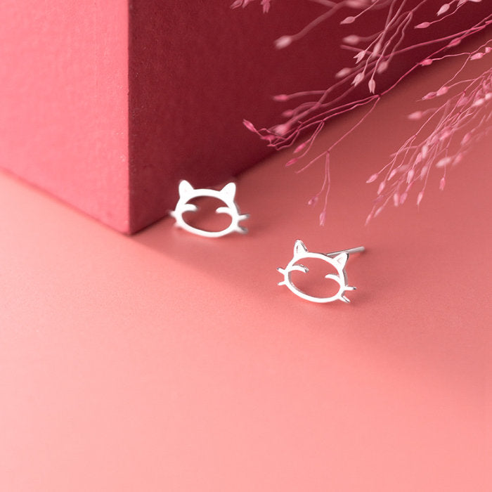 ピアス 猫 キャット 小さい シンプル 軟骨 金属アレルギー シルバー 小さめ ミニ シルバー925 アレルギー対応 20G 仕事用 小さいピアス シンプルピアス セカンドピアス 軟骨ピアス 仕事