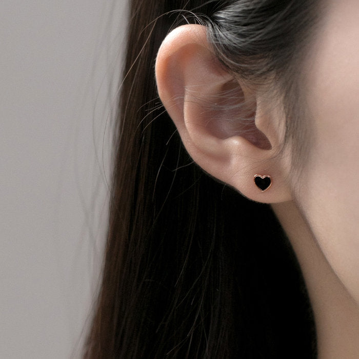 ピアス ハート ローズ ゴールド ブラック 小さい シンプル 軟骨 金属アレルギー シルバー 小さめ ミニ シルバー925 アレルギー対応 20G 仕事用 小さいピアス シンプルピアス セカンドピアス 軟骨ピアス 仕事