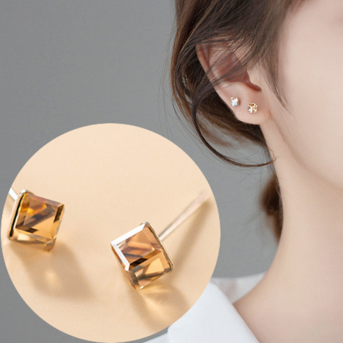 ピアス スクエアストーン 小さい シンプル 軟骨 金属アレルギー シルバー 小さめ ミニ シルバー925 アレルギー対応 20G 仕事用 小さいピアス シンプルピアス セカンドピアス 軟骨ピアス 仕事