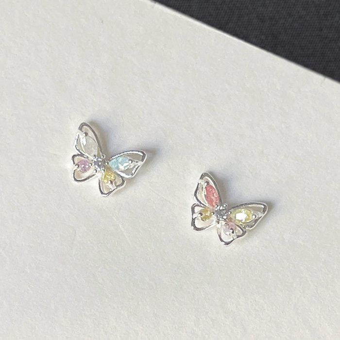 ピアス 蝶々 ちょうちょ 小さい シンプル 軟骨 金属アレルギー シルバー 小さめ ミニ シルバー925芯 アレルギー対応 20G 仕事用 小さいピアス シンプルピアス セカンドピアス 軟骨ピアス 仕事