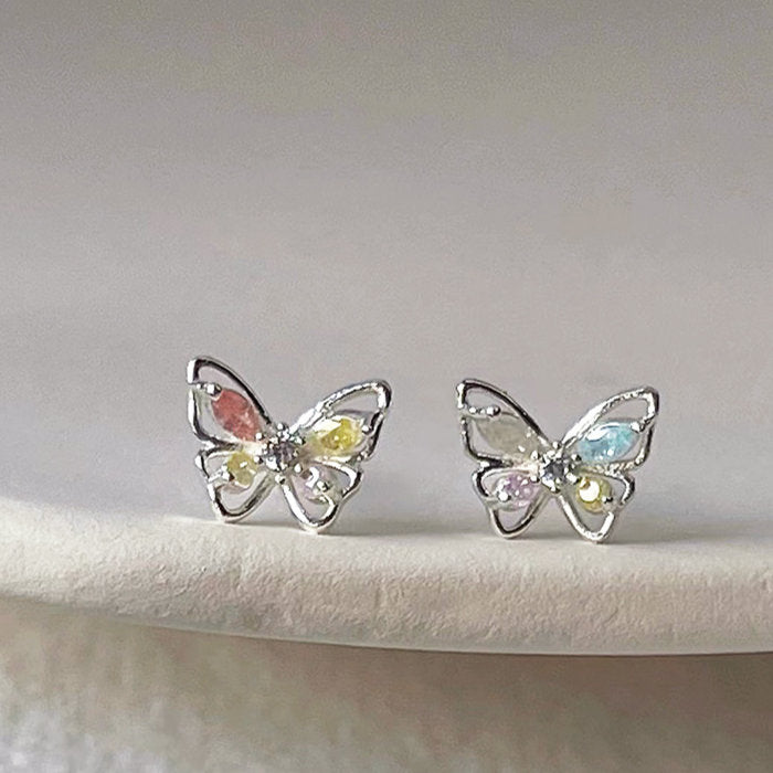 ピアス 蝶々 ちょうちょ 小さい シンプル 軟骨 金属アレルギー シルバー 小さめ ミニ シルバー925芯 アレルギー対応 20G 仕事用 小さいピアス シンプルピアス セカンドピアス 軟骨ピアス 仕事