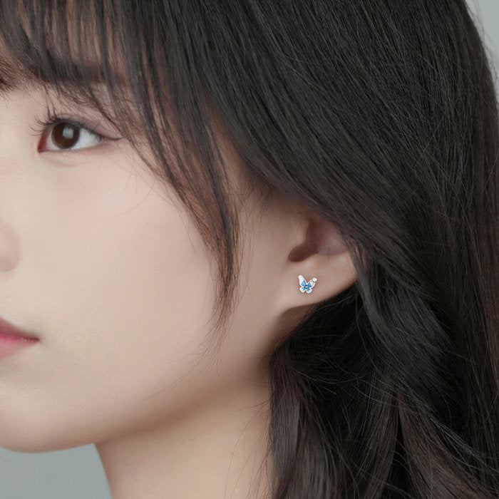 ピアス 蝶々 ちょうちょ 小さい シンプル 軟骨 金属アレルギー シルバー 小さめ ミニ シルバー999 アレルギー対応 20G 仕事用 小さいピアス シンプルピアス セカンドピアス 軟骨ピアス 仕事