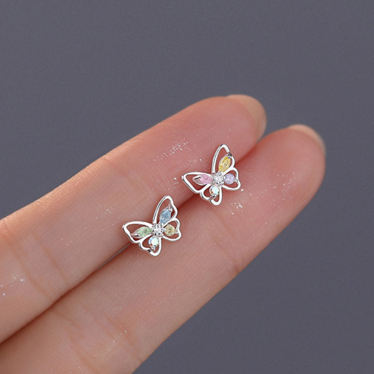 ピアス 蝶々 ちょうちょ つけっぱなし 小さい シンプル 軟骨 金属アレルギー シルバー925 アレルギー対応 20G 仕事用 小さいピアス つけっぱなしピアス シンプルピアス セカンドピアス