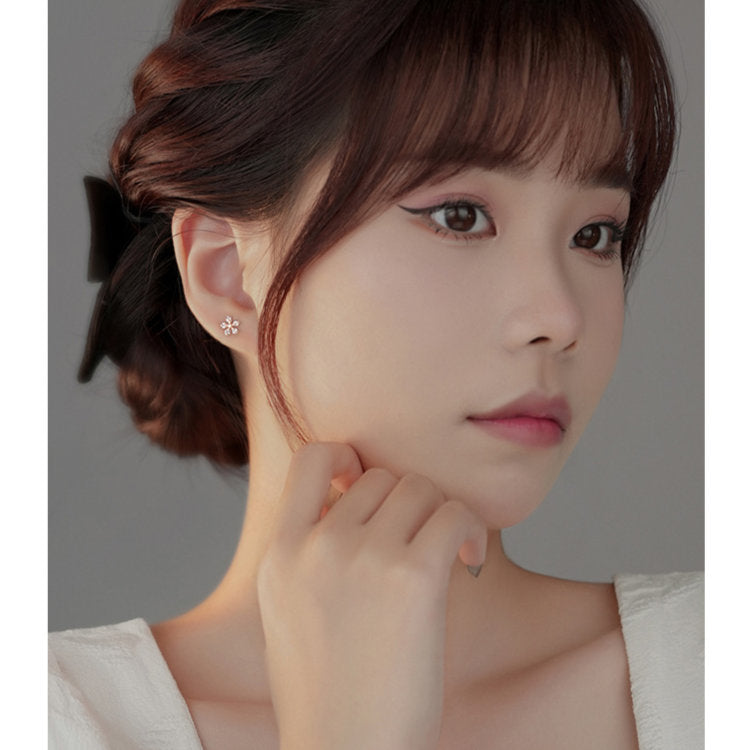 ピアス 花 フラワー ローズゴールド 小さい シンプル 軟骨 金属アレルギー シルバー999 アレルギー対応 20G 仕事用 小さいピアス シンプルピアス セカンドピアス