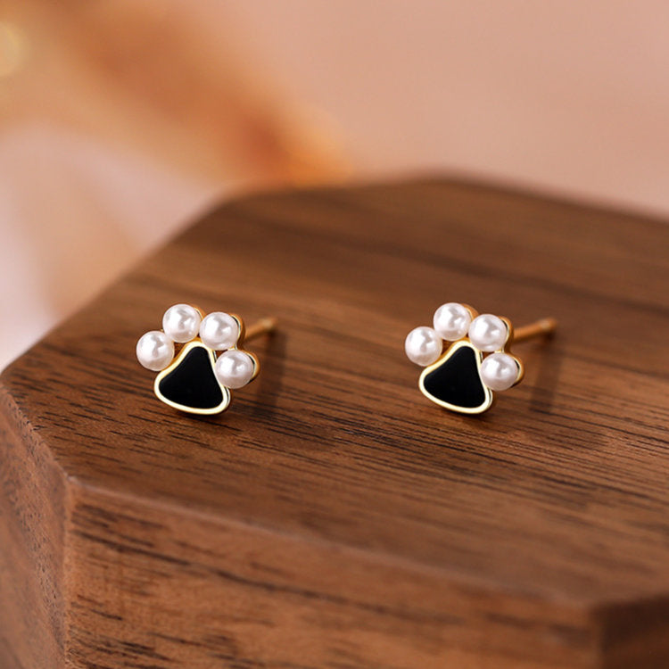 肉球ピアス 猫 犬 ピアス ホワイト ブラック シルバー999 ゴールド かわいい 小さい 動物 いぬ ねこ 華奢 小さい レディース 女性