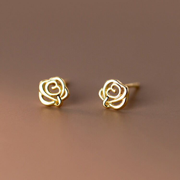 薔薇のピアス Silver925 ゴールド 金属アレルギー ピアス 20G 小さい レディース 女性 バラ 薔薇 花 フラワー 小さいピアス 大人 かわいい 高見え カジュアル フォーマル