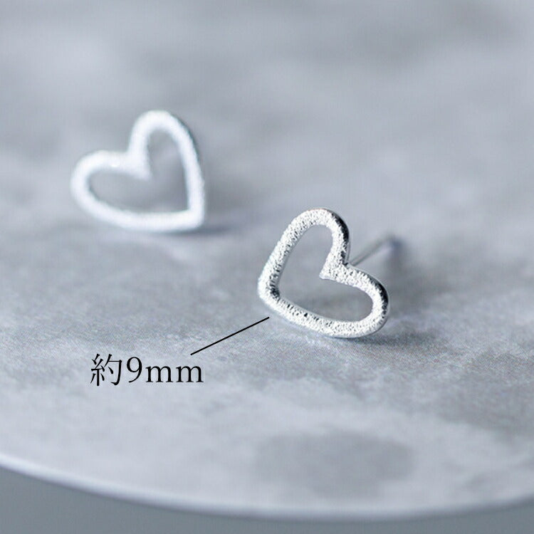 ハートの質感が可愛いサンドハートピアス シルバー925 アレルギー対応 ピアス ハート シルバー 9mm ザラザラ レディース かわいい 可愛い キュート