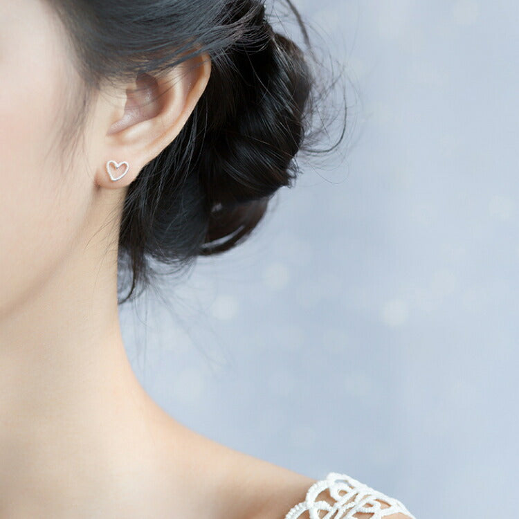 ハートの質感が可愛いサンドハートピアス シルバー925 アレルギー対応 ピアス ハート シルバー 9mm ザラザラ レディース かわいい 可愛い キュート