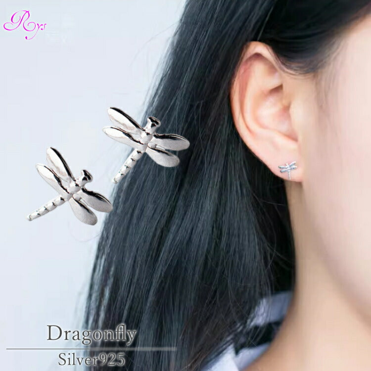 季節コーデにも可愛いトンボピアス シルバー925 アレルギー対応 ピアス シルバー とんぼ 蜻蛉 昆虫 小さい 小さめ 秋コーデ 秋 メンズ レディース