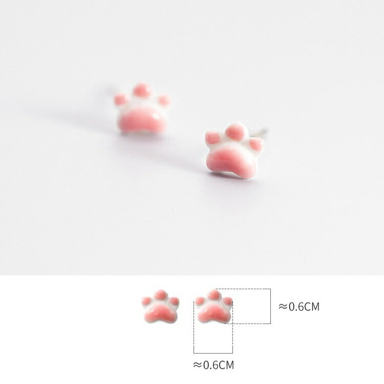 【ぷっくりかわいい肉球ピアス】 シルバー925ポスト ピアス 肉球 猫 かわいい 小さい シンプル 金属アレルギー対応 スタッドピアス ピンク ホワイト シルバー
