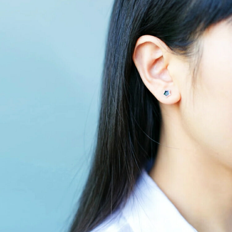 【シルバーベースのブラックスターピアス】 シルバー925 ピアス スター 星 シンプル 金属アレルギー対応 シルバー ブラック お星様 メンズ レディース 女性 男性 天体 5mm 20G