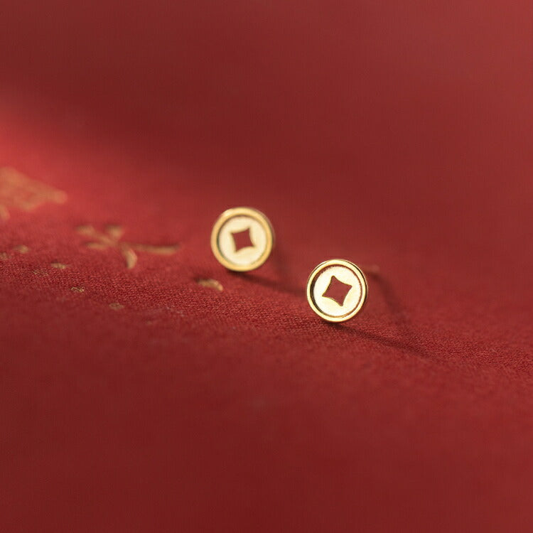 【ゴールドコインモチーフピアス】 シルバー925 ピアス ゴールド 20G 金属アレルギー対応 コイン シンプル メンズ レディース 5mm シンプル 金運