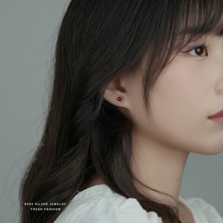 【レッドターコイズピアス】 天然石 ピアス パワーストーン シルバー925 金属アレルギー対応 シンプル レッド シルバー 小さめピアス 小さい 紅 南紅松石