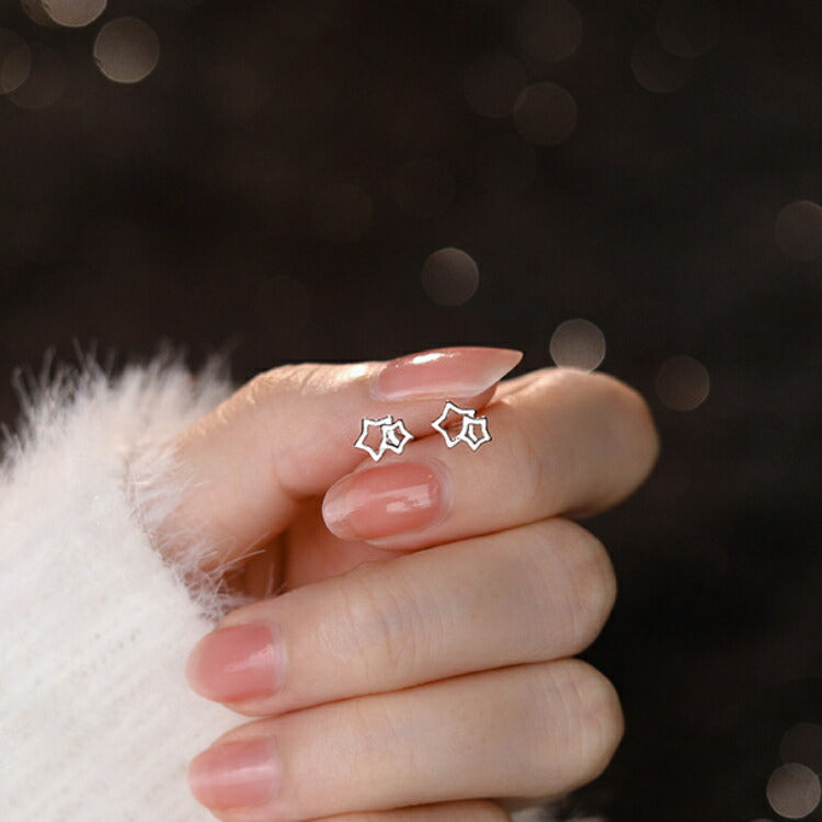 【ダブルスターピアス】 シルバー999 純銀 ピアス 金属アレルギー対応 星 スター 2つ星 20G スタッドピアス シンプル 小さい レディース メンズ 流星 流れ星 シルバー プラチナホワイト