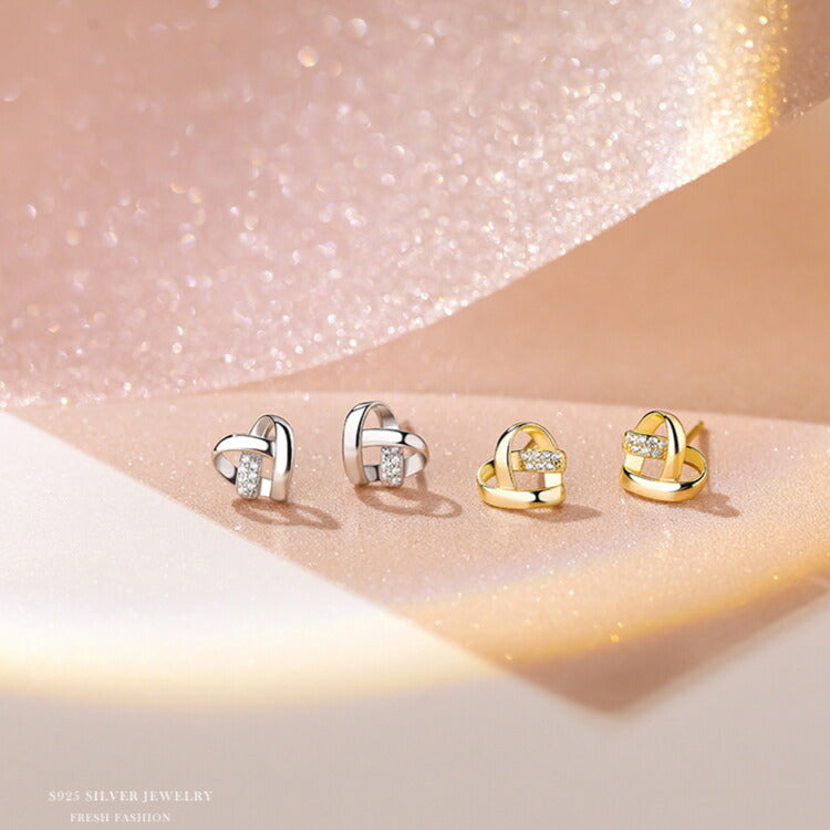 【キュービックジルコニアのハートピアス】 シルバー925 ピアス シルバー ゴールド ハート ガーリー レディース 女性 20G 金属アレルギー対応