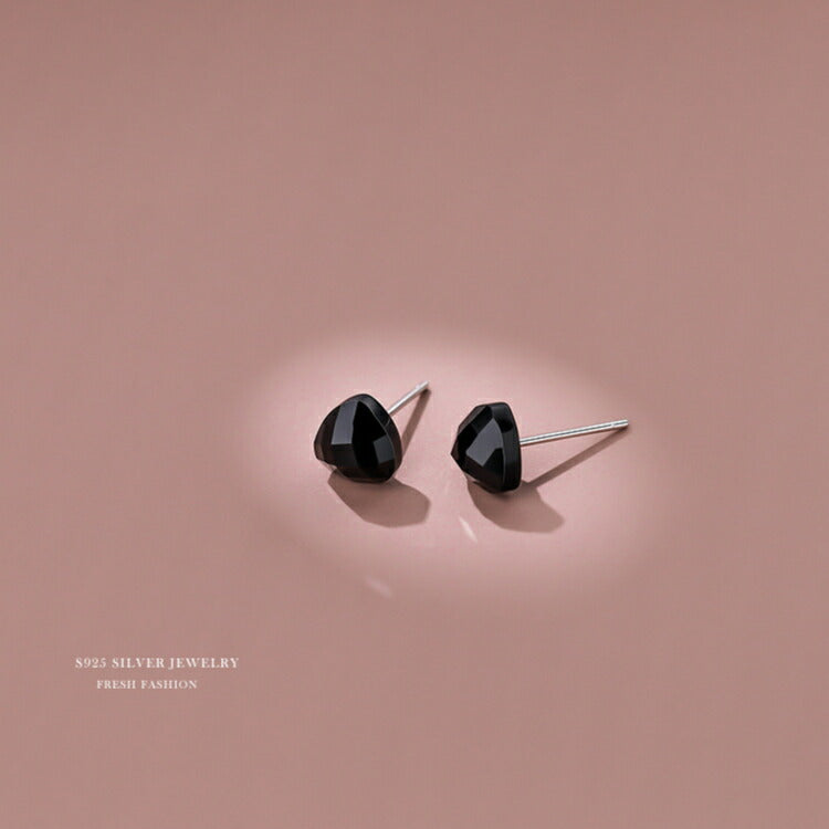 【ブラックキュービックジルコニアピアス】 シルバー925 ピアス ブラック キュービックジルコニア 金属アレルギー対応 一粒ジュエリー かわいい 黒 ブラックストーン