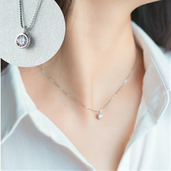 一粒ストーン シンプルネックレス レディース シルバー925 Silver925 アレルギー対応 プレゼント ネックレス シンプル シルバー ゴールド 小さめ 華奢 デコルテ 重ね付け 上品 清楚 カジュアル フォーマル 大人 925 女性