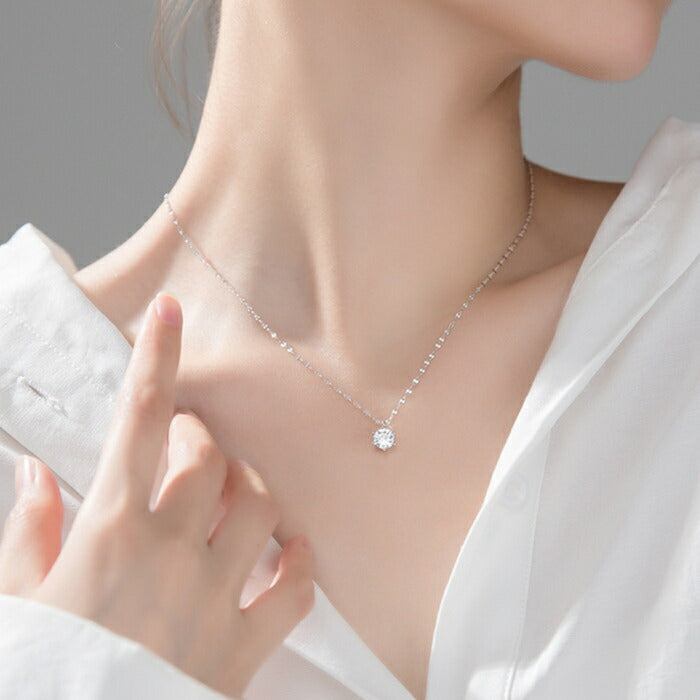 ネックレス レディース シルバー925 Silver925 キュービックジルコニア シルバーネックレス シルバー ローズゴールド RYS 送料無料 ギフト 誕生日 プレゼント バレンタイン 彼女 妻