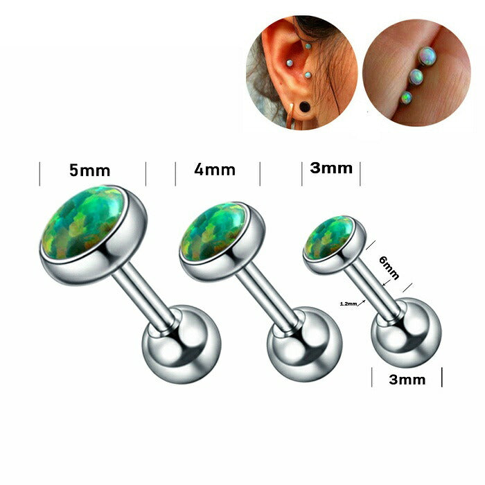 オパールボディピアス　サージカルステンレス　16G