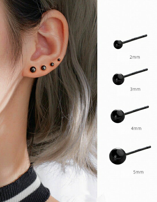 シンプルピアス ブラック　Silver925　20G