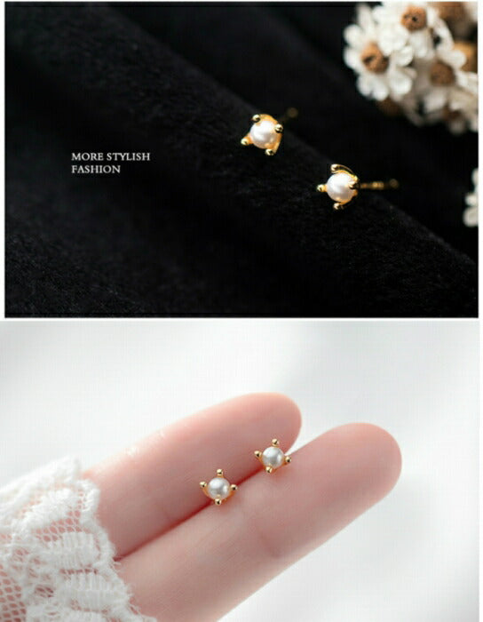 イミテーションパールピアス　Silver925