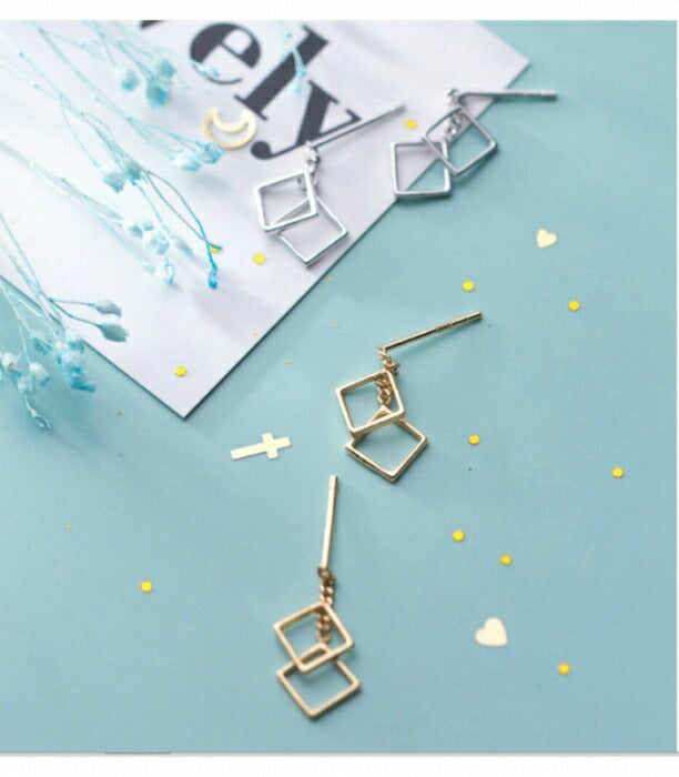 スクエアモチーフピアス　Silver925