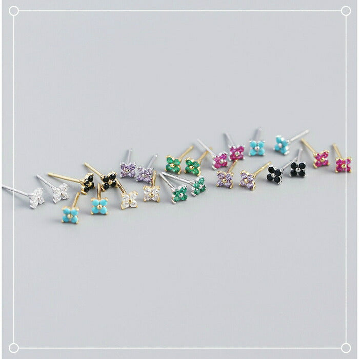 フラワーモチーフミニピアス　Silver925