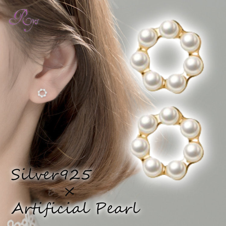 パールリングピアス　Silver925