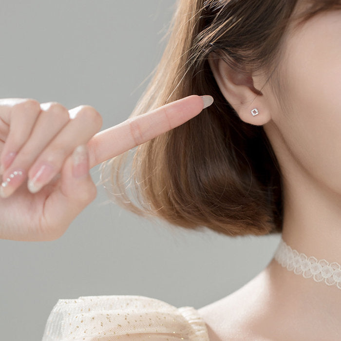 スクエアピアス Silver925 シルバー ゴールド シンプル 小さい レディース 金属アレルギー ミニ 四角 ローズ